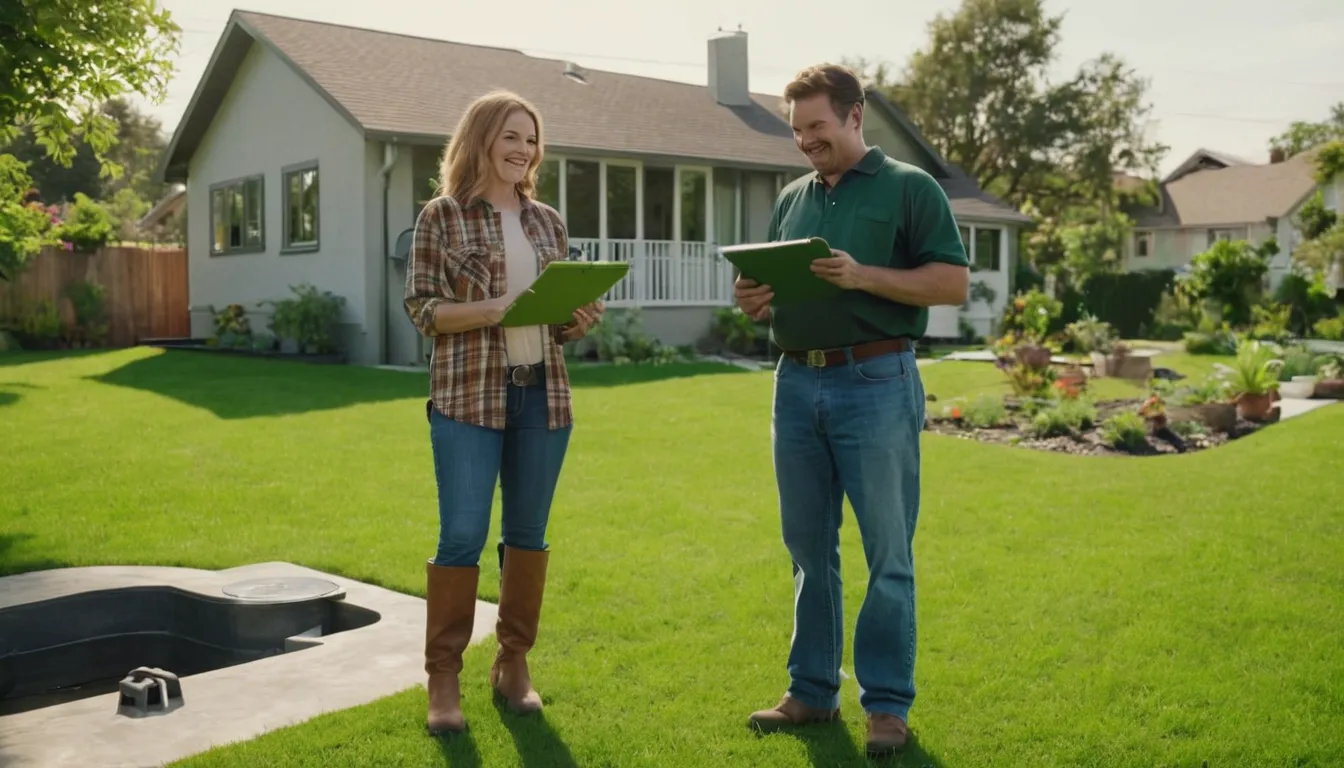 Independent septic provider and homeowner reviewing a septic system repair near Alton in the Alton area