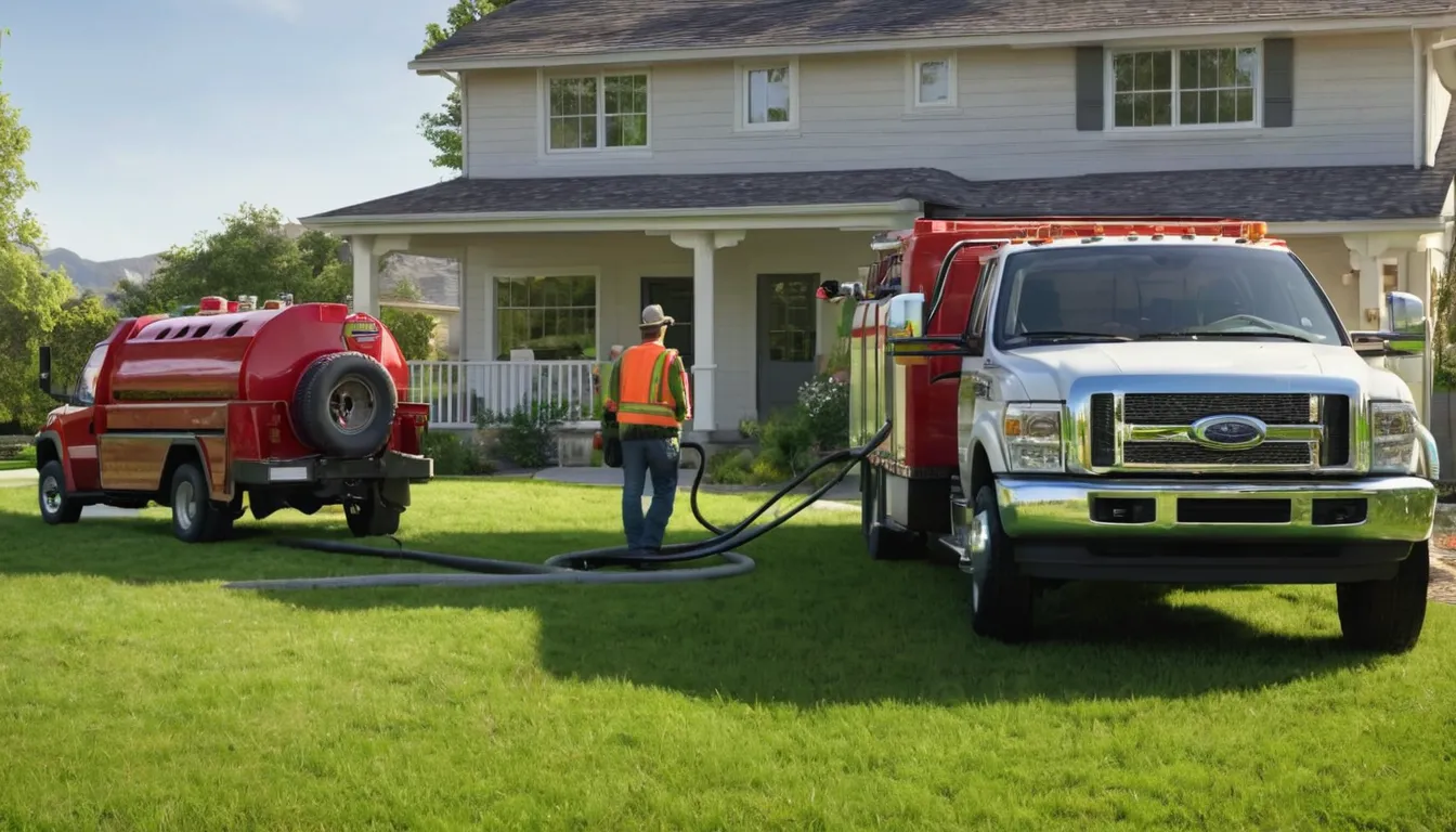 Provider pumping a residential septic tank near a home in Alton